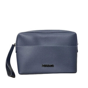 NEW Missoni Dark Blue Silver Hardware Zip Pouch Bag